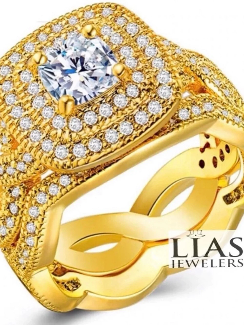 New 18k yellow gold wedding ring set
